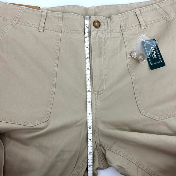 L.L. Bean Cotton Spandex Cropped Khaki Tan Pants Size 16 NWT - Picture 5 of 10